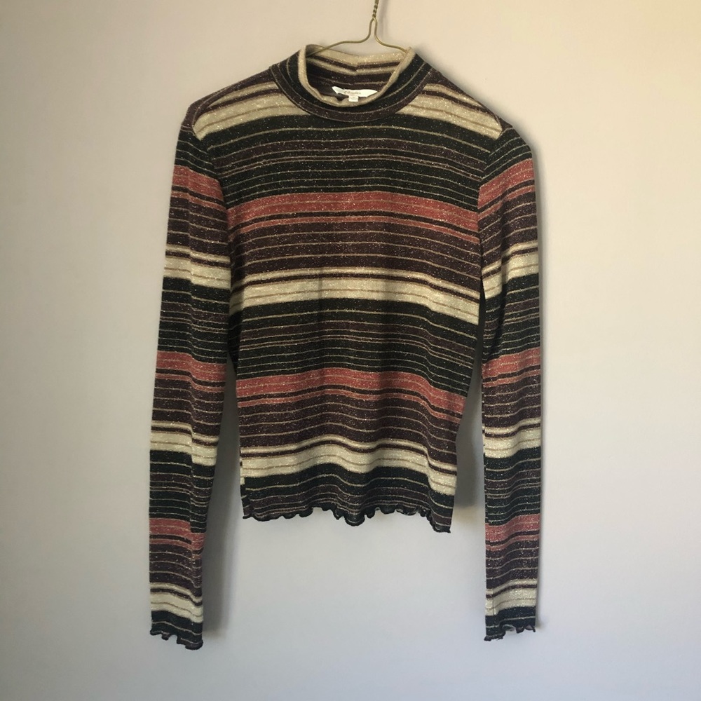 ♥️ Sparkly Striped Mock Neck